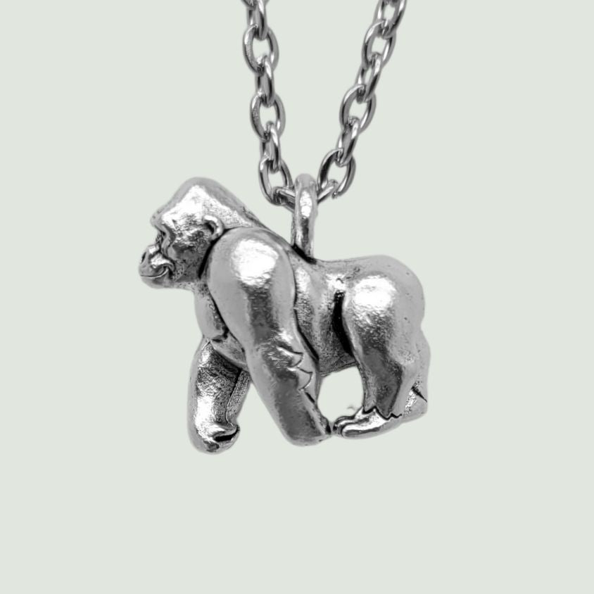Gorilla Pendant in Silver plated Pewter
