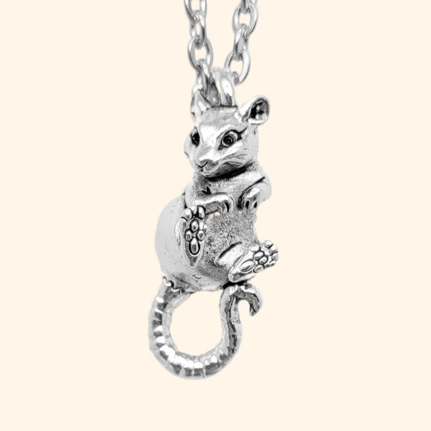 Rat Pendant in Silver Plated Pewter
