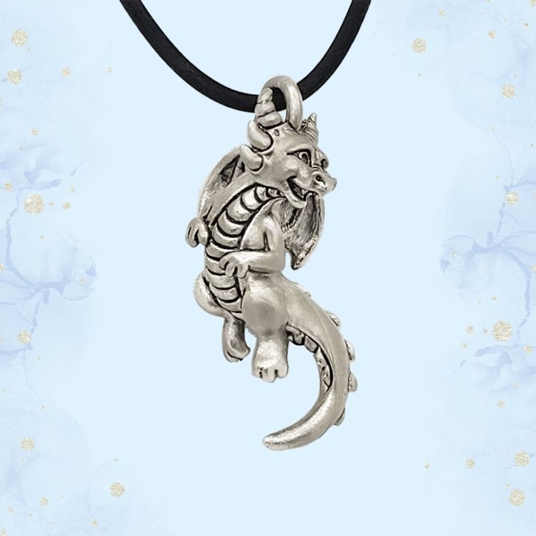Dragon Pendant in Silver Plated Pewter