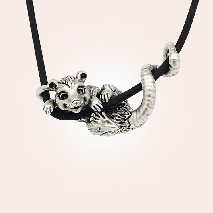 Opossum Pendant in Silver Plated Pewter