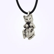 Load image into Gallery viewer, Cat Pendant in Silver Plated Pewter