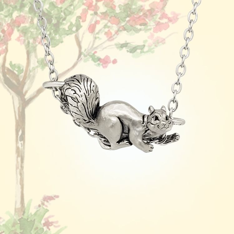 Squirrel Pendant in Silver Plated Pewter