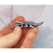 Load image into Gallery viewer, Alligator Pendant in Silver Plated Pewter
