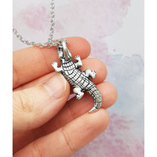 Load image into Gallery viewer, Alligator Pendant in Silver Plated Pewter