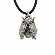Load image into Gallery viewer, Fancy Filigree Beetle Pendant in Silver Plated Pewter