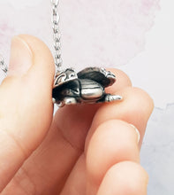 Load image into Gallery viewer, Fancy Filigree Beetle Pendant in Silver Plated Pewter