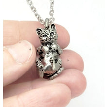 Load image into Gallery viewer, Cat Pendant in Silver Plated Pewter