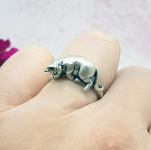 Load image into Gallery viewer, Sleeping Cat Ring in Sterling Silver