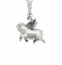 Load image into Gallery viewer, Flying Pig pendant in silver plate
