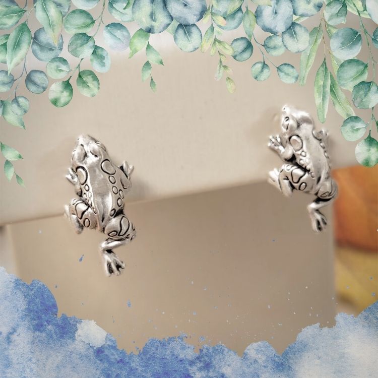 Frog Earrings in Sterling Silver
