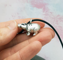 Load image into Gallery viewer, Hippo Pendant in Silver Plate Pewter