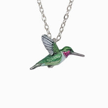Load image into Gallery viewer, Hummingbird Pendant with Enamel Paint - Pewter