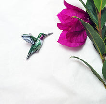 Load image into Gallery viewer, Hummingbird Pendant with Enamel Paint - Pewter