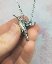 Load image into Gallery viewer, Hummingbird Pendant in Silver Plated Pewter