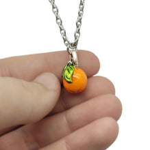 Load image into Gallery viewer, Orange Citrus Pendant - Enameled Silver Plate
