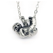 Load image into Gallery viewer, Sloth pendant in Silver Plated Pewter