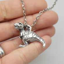 Load image into Gallery viewer, T-Rex pendant in silver plated pewter