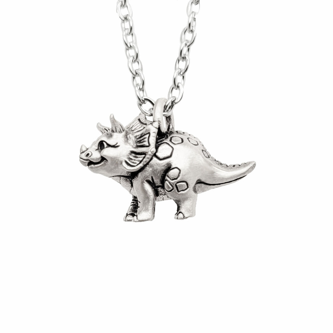 Triceratops Pendant - silver plated pewter