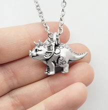 Load image into Gallery viewer, Triceratops Pendant - silver plated pewter