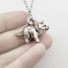 Load image into Gallery viewer, Triceratops Pendant - silver plated pewter