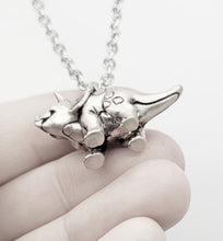 Load image into Gallery viewer, Triceratops Pendant - silver plated pewter
