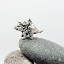 Load image into Gallery viewer, Triceratops Pendant - silver plated pewter