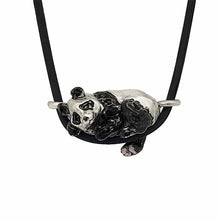 Load image into Gallery viewer, Panda Pendant in Silver Plated Pewter and enamel
