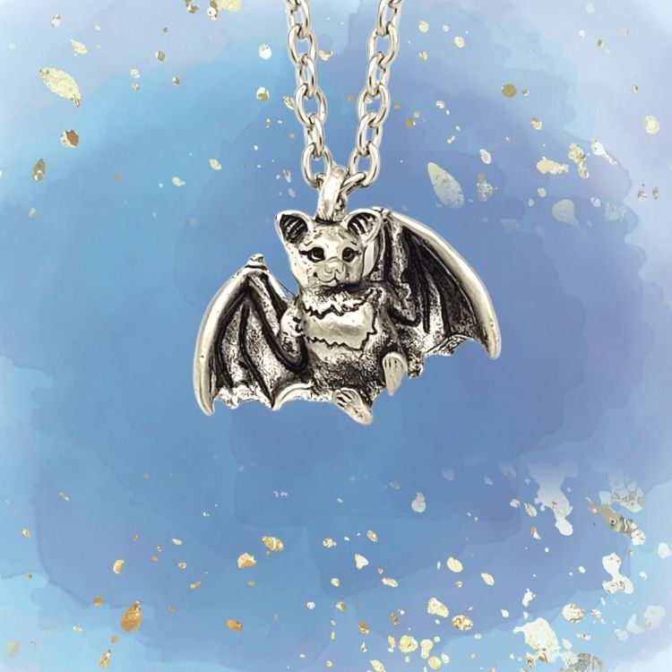Bat Pendant in Silver Plated Pewter