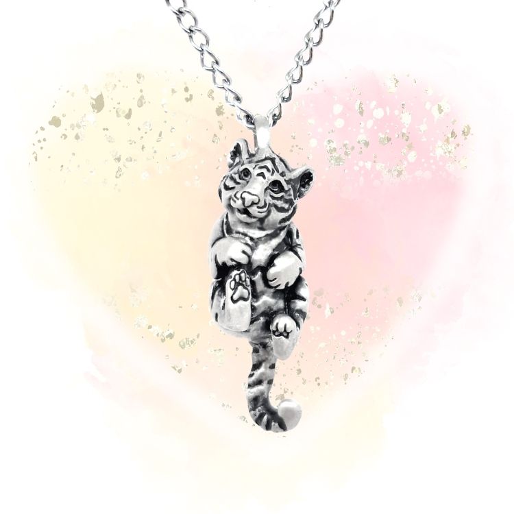 Tiger Cub Pendant in Silver Plated Pewter