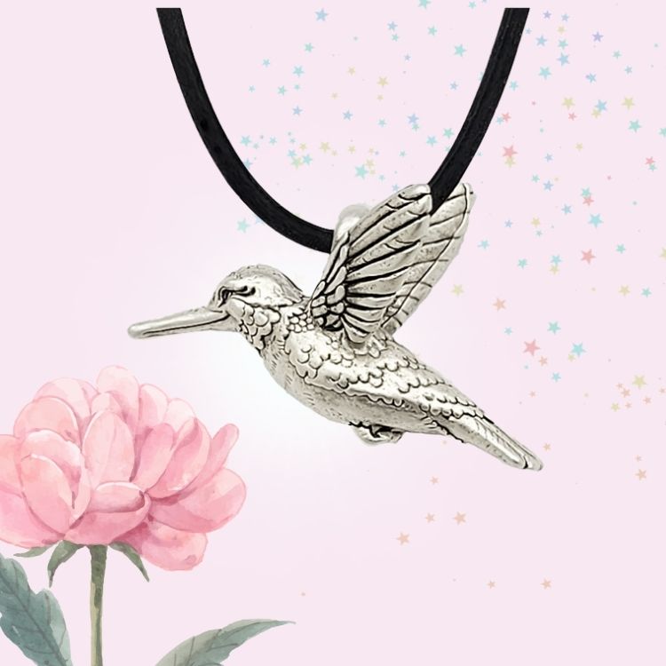 Hummingbird Pendant in Silver Plated Pewter