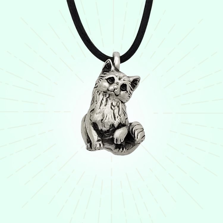 Kitten Pendant in Silver Plated Pewter
