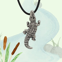 Load image into Gallery viewer, Alligator Pendant in Silver Plated Pewter
