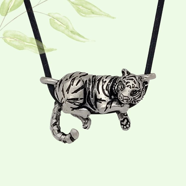 Tiger Pendant in Silver Plated Pewter