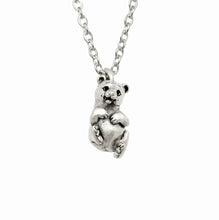 Load image into Gallery viewer, Bear cub pendant in silver plate
