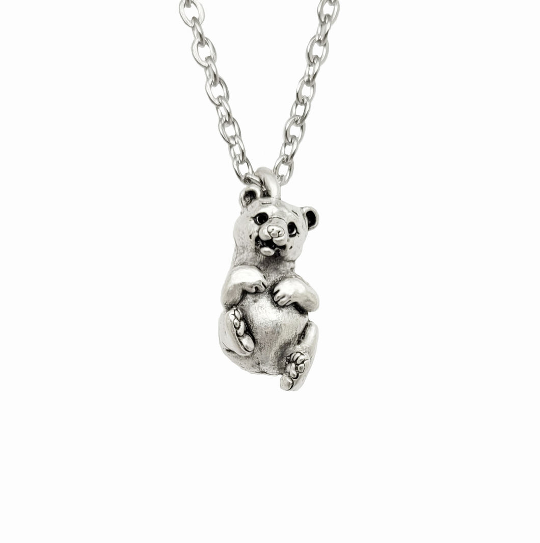 Bear cub pendant in silver plate – The Sparkling Pebble