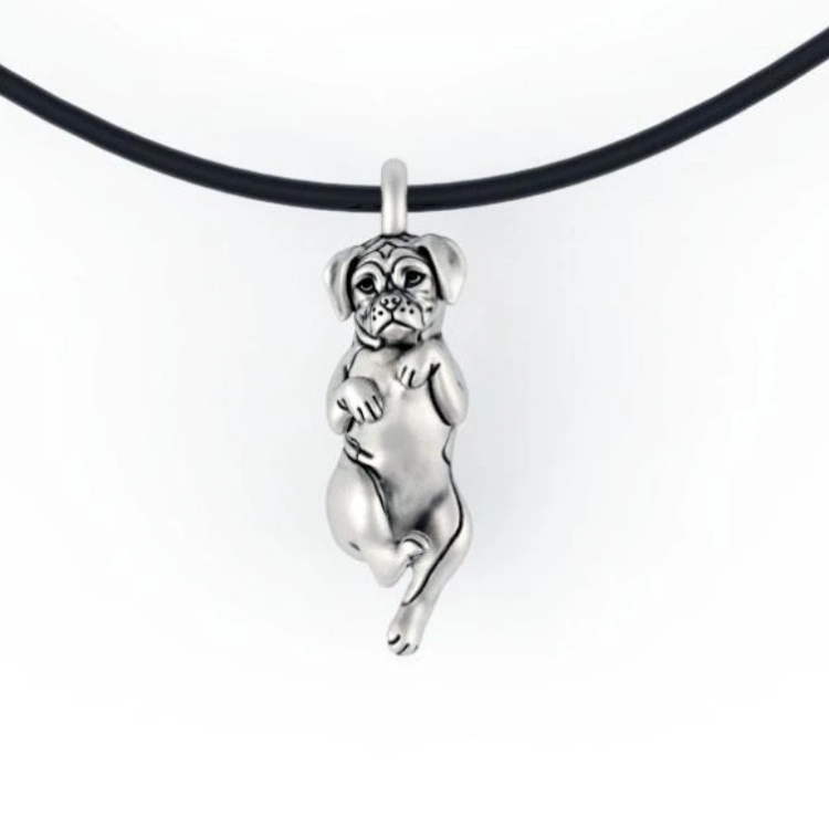 Boxer Dog Pendant in Sterling Silver