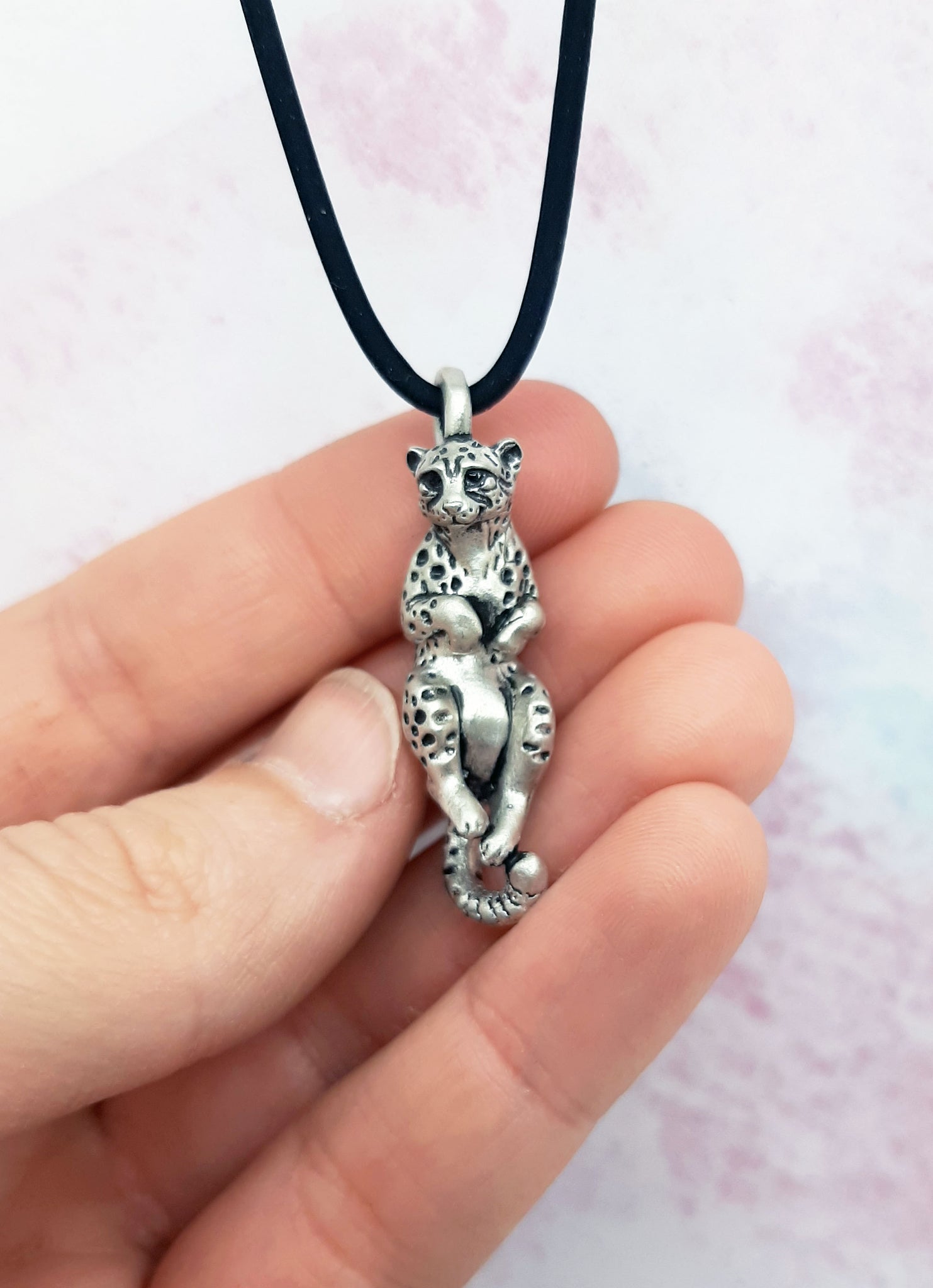 Cheetah Pendant in Silver Plated Pewter - Main Image