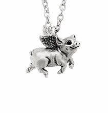 Load image into Gallery viewer, Flying Pig pendant in silver plate
