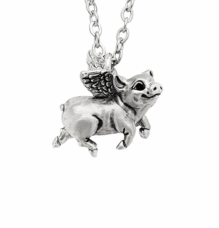Flying Pig pendant in silver plate