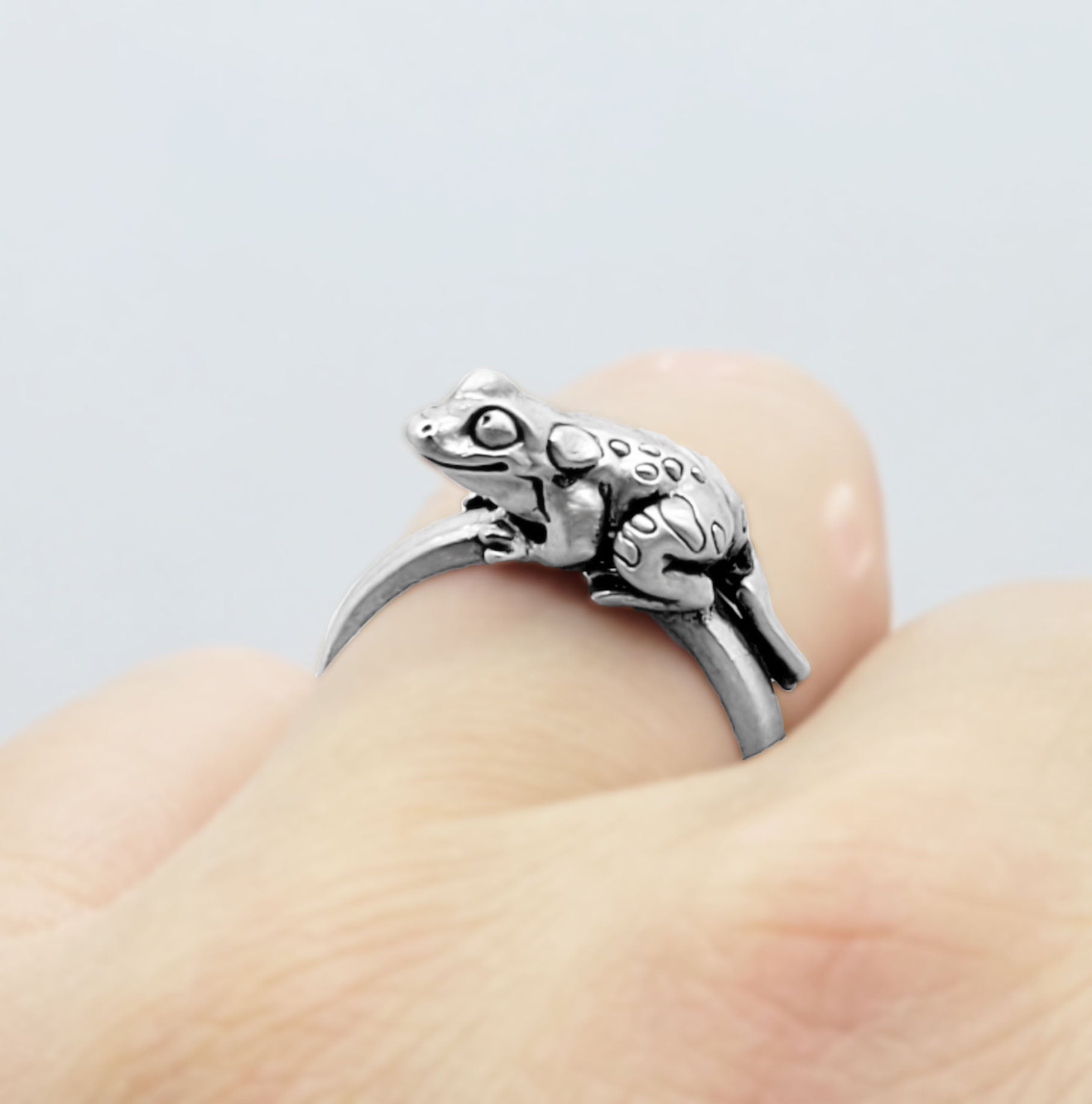 Hugging Frog Ring Frog Ring in Sterling Silver – The Sparkling Pebble