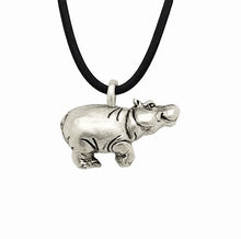 Load image into Gallery viewer, Hippo Pendant in Silver Plate Pewter
