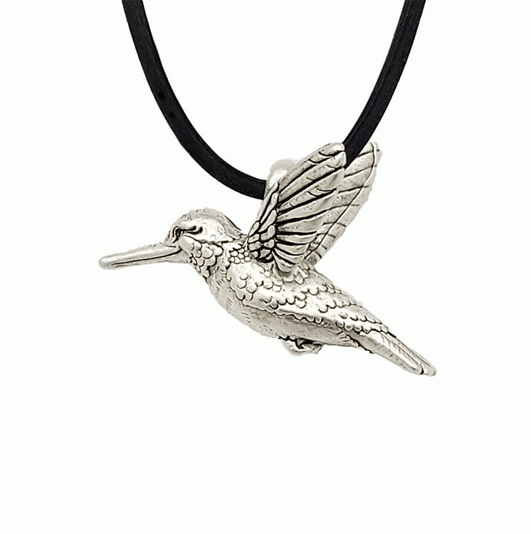 Exquisite and reversible is this silver Pewrer 3-in hummingbird buy pendant