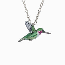 Load image into Gallery viewer, Hummingbird Pendant with Enamel Paint - Pewter
