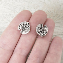 Load image into Gallery viewer, Lily Pad Earrings in Sterling Silver
