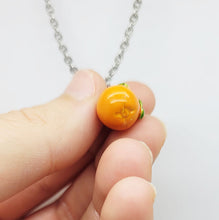 Load image into Gallery viewer, Orange Citrus Pendant - Enameled Silver Plate
