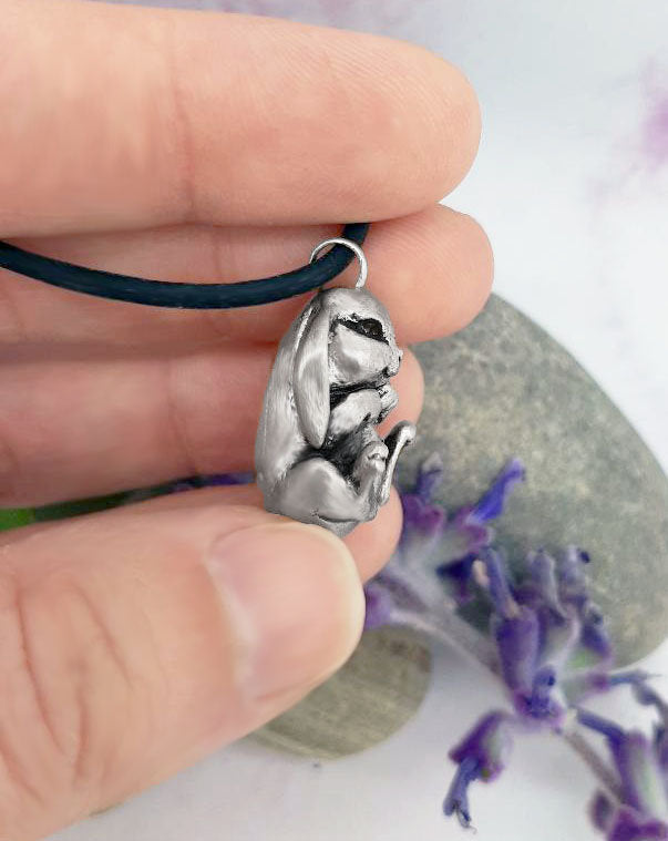 Little Girl's Bunny Necklace in Sterling Silver. Little 